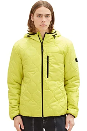 TOM TAILOR Herren 1036187 Quilted Steppjacke mit Kapuze, 32094-lime Drop, XL