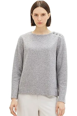 TOM TAILOR Damen Sweatshirt mit Knopfleiste