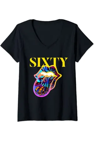 The Rolling Stones Offizielle Rolling Stones Sixty Tongue T-Shirt mit V-Ausschnitt