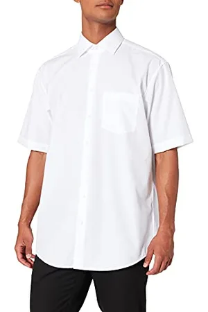 Seidensticker Herren Business-Hemd - Comfort Fit - Bügelfrei - Kent-Kragen - Kurzarm - 100% Baumwolle, ( 01), 52 EU