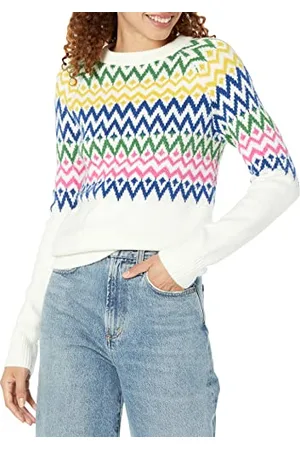 Amazon Damen Soft-Touch-Pullover mit Rundhalsausschnitt und Fair-Isle-Muster, , L