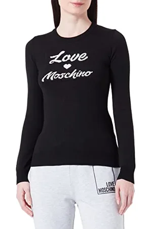 Moschino Damen Slim Fit Long-sleeved , With Italic Logo Jacquard Intarsia pullover, , 42 EU