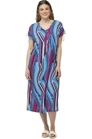 Ulla Popken Damen Jerseykleid, Bedruckt 832021 Kleid, , 54-56