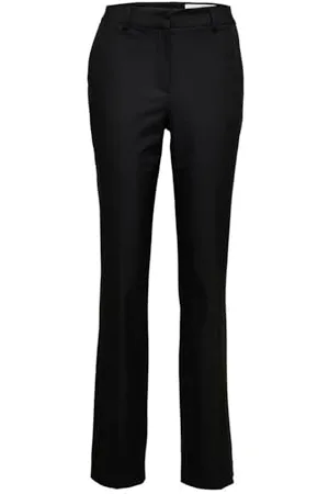SELECTED Damen SLFELIANA MW Straight Pant B NOOS Hose, Black, 42/30