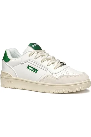 Geox J WASHIBA Boy D Sneaker, White/Green, 41 EU