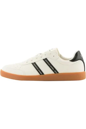 Armani Exchange Herren Berlin, Double Stripes Logo Sneaker, Off White+ Black, 45.5 EU