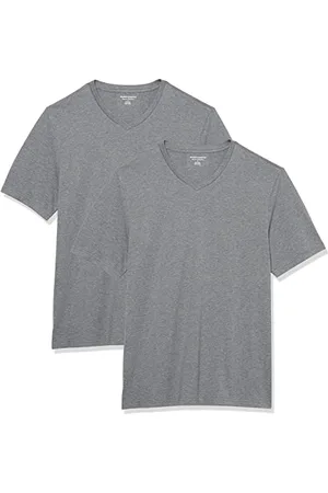 Amazon Herren Kurzärmliges T-Shirt mit V-Ausschnitt in normaler Passform (in Übergrößen erhältlich), 2er-Pack, , 3XL Große Größen Tall