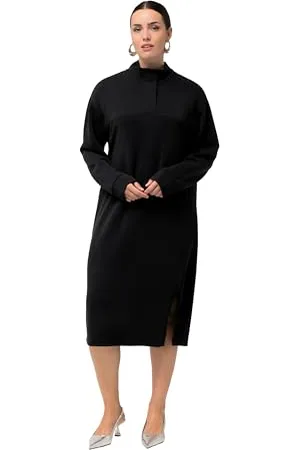 Ulla Popken Damen, große Größen, Sweatkleid mit Stehkragen
