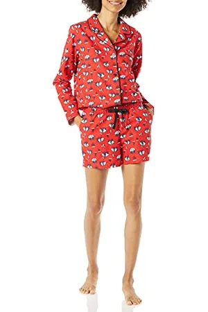 Amazon Damen Leichter Schlafanzug aus Flanell-Gewebe mit Shorts - Auslauffarben, , XL