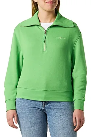 Tommy Hilfiger Damen Sweatshirt mit Reißverschluss Zipper 1985 Halber Zipper, , M