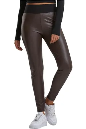 Urban classics Damen High Waist Leggings Aus Lederimitat Mit Hoher Taille - Ladies Faux Leather Treggins Yoga Pants, , XXL EU