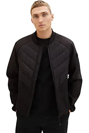 TOM TAILOR Herren 1036190 Hybrid Steppjacke mit Bomberkragen, 29999-Black, XL