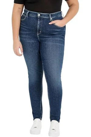 Calvin Klein Jeans Damen Jeans High Rise Skinny Fit, Blau (Denim Dark), 44W