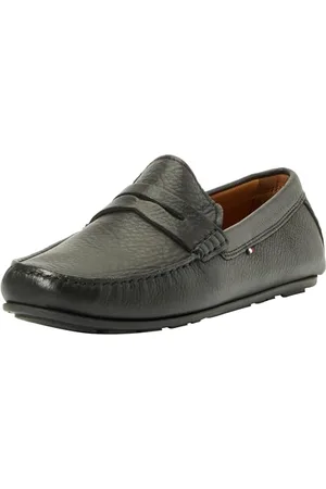 Tommy Hilfiger Herren Loafer Casual Leather Driver aus Leder, (Black), 42