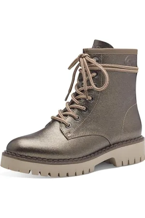 QS by s.Oliver Damen Schnürstiefel ohne Absatz Bequem Vegan, Metallisch , 41 EU
