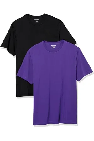 Amazon Herren Kurzärmeliges T-Shirt mit Rundhalsausschnitt aus Baumwolle – Regular Fit, 2er-Pack, , L