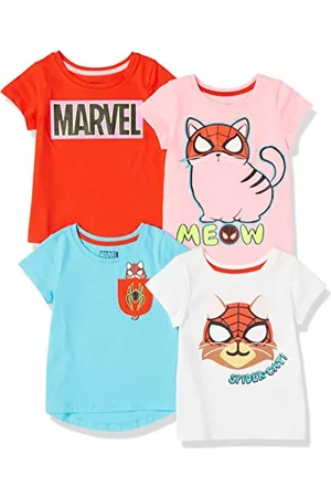 Amazon Disney | Marvel | Star Wars | Frozen | Princess Mädchen Kurzärmelige T-Shirts, 4er-Pack, , 3 Jahre