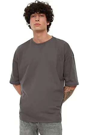 Trendyol Herren Männer Basic 100% Baumwolle Runder Kragen Oversize Kurzarm T-Shirt, , S EU