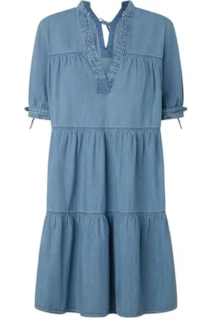 Pepe Jeans Damen Lush Kleid, Blau (Denim), XXS