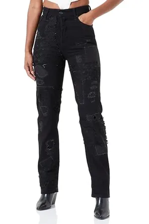 Replay Damen Jeans Jaylie Wide Leg Fit, (Schwarz), 24W / 28L