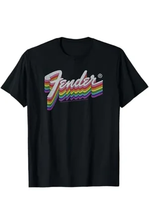 Fender Rainbow Colored Dragging Effect Classic Logo T-Shirt