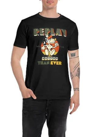 Replay Herren T-Shirt Kurzarm aus Baumwolle, (Schwarz), S