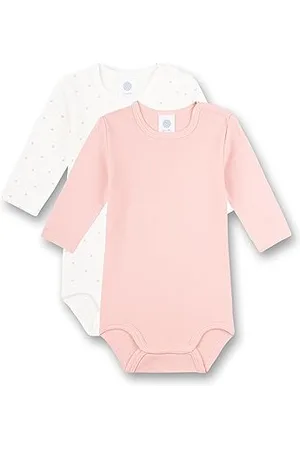 Sanetta Body Langarm (Doppelpack) Rosa und Weiß | Hochwertiger und nachhaltiger Body für Mädchen aus Bio-Baumwolle. Inhalt: 2er Set Baby Body 056