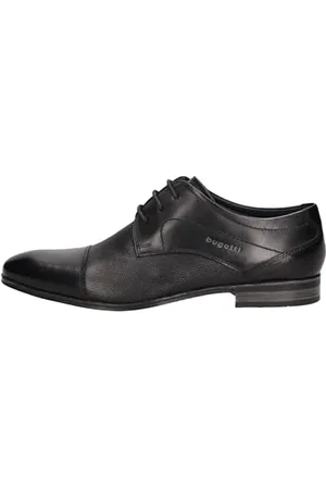 Bugatti Herren Klassischer Business Halbschuh aus Leder, Derby mit Querkappe und Perforation, , 40 EU