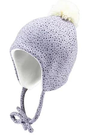 Sterntaler Inka Mütze mit Pünktchen - Mädchen Baby und Kinder Mütze mit angeschnittenen Ohrenklappen und Bindeband - Bommelmütze, gefüttert mit Baumwollfleece - , 43