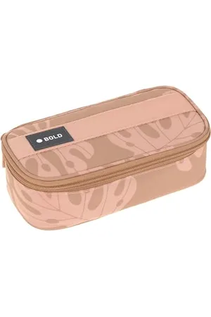 LÄSSIG Bold Schlampermäppchen Stiftemäppchen Schule/School Spacy Pencil Case Bold Leaves Caramel
