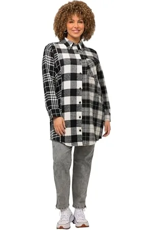 Ulla Popken Damen Karo-Shacket Indoorjacken, , 42-44