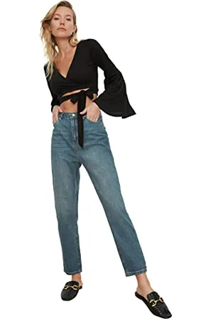 Trendyol Damen Hohe Taille Mom Jeans, , 34 EU