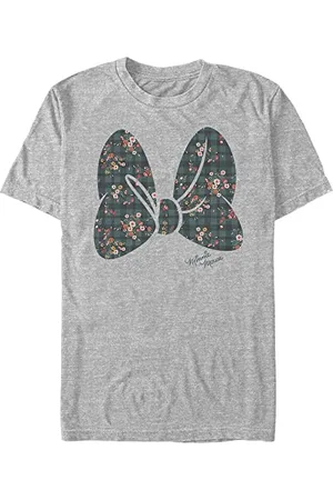 Disney Unisex Mickey & Friends Plaid Floral Bow Organic Short Sleeve T-shirt T-Shirt, , L