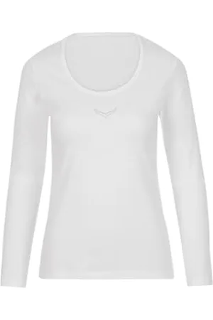Trigema Damen Langarmshirt mit Swarovski Elements, Einfarbig, Gr. 46 (Herstellergröße: XL), ( 001)