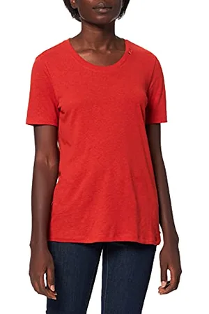 Scotch&Soda Maison Damen Rundhalsausschnitt aus Leinenmischung T-Shirt, , L