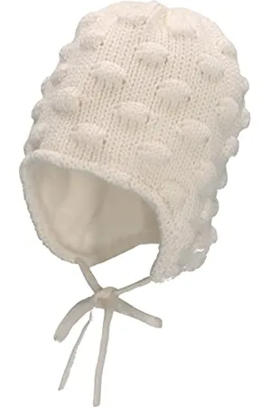 Sterntaler Baby Mädchen Strickmütze Baby GOTS Strickmütze Mütze - Baby Strickmütze, Mütze Baby - aus Baumwolle mit Bindeband - beige, 51