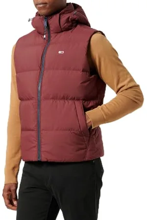 Tommy Hilfiger Herren Weste Essential Down Vest mit Kapuze, Rot (Deep Rouge), S