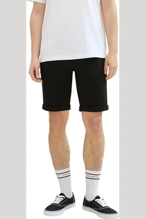 TOM TAILOR Herren Slim Fit Bermuda Shorts aus Piqué-Stoff, Black, M
