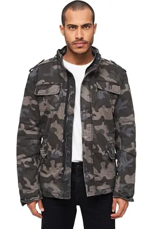 Brandit Jacket - Stylische Jacke für Herren mit versteckter Kapuze, Stehkragen und Baumwollfutter, Mehrfarbig ( 4),S