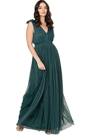 Maya Deluxe Damen Ruffle Shoulder Maxi Dress Brautjungfernkleid, , 40 EU