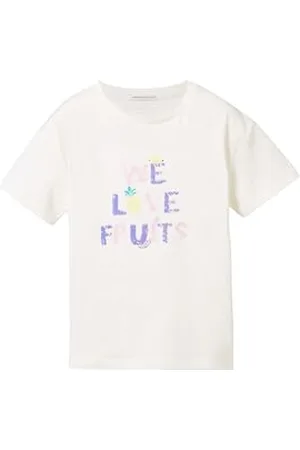 TOM TAILOR Mädchen Kinder Oversized T-Shirt mit Special-Print, Whisper White, 128/134
