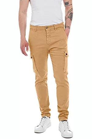 Replay Herren Cargo-Hose Jaan Slim-Fit Hyperflex mit Stretch, (Beige), 29W / 32L
