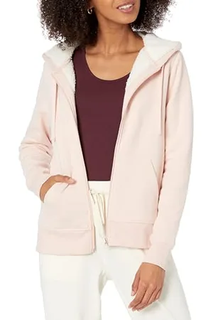Amazon Damen Sherpa-gefütterte Fleece-Kapuzenjacke mit durchgehendem Reißverschluss (erhältlich in Übergröße), , M