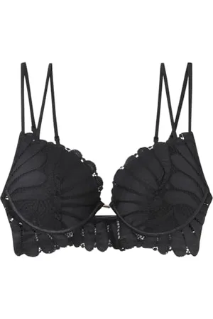 Women secret Damen Wunderschöner Push-up Zwei Trägern, Spitze BH, schwarz/weiß, 80C