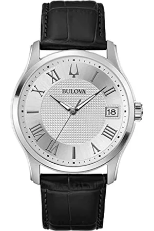 BULOVA Herren Analog Quarz Uhr mit Leder Armband 96B388