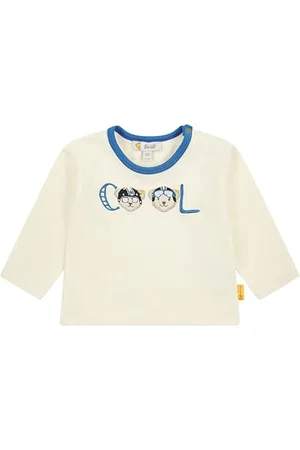 Steiff T-Shirt Langarm EU Größe 74 , Jungen Langarm-Sweatshirt, Longsleeve für Kinder, Pullover langärmelig, Babyoberteil, ideales Basic Shirt, bequem und weich, waschmaschinenfest