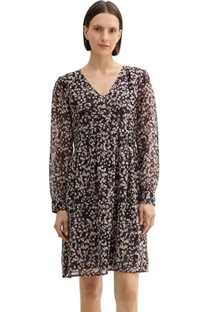 TOM TAILOR Damen Mini Kleid mit V-Ausschnitt, , 40