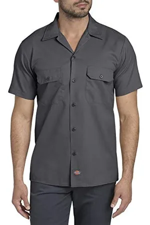 Dickies Herren Short-Sleeve Flex Work Shirt Slim Fit Hemd mit Button-Down-Kragen, Charcoal V1, Klein