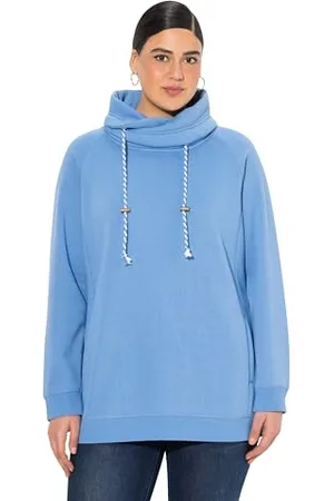 Ulla Popken Damen Sweatshirt, Weiter Stehkragen, Taschen, Raglan-Langarm, , 42-44 EU