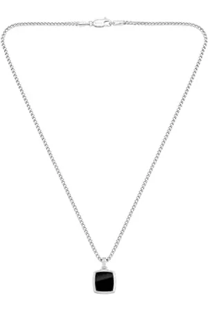 HUGO BOSS Jewelry Halskette mit Anhänger für Herren Kollektion ODELL in Edelstahl Mit Schwarzem Onyx - 1580648